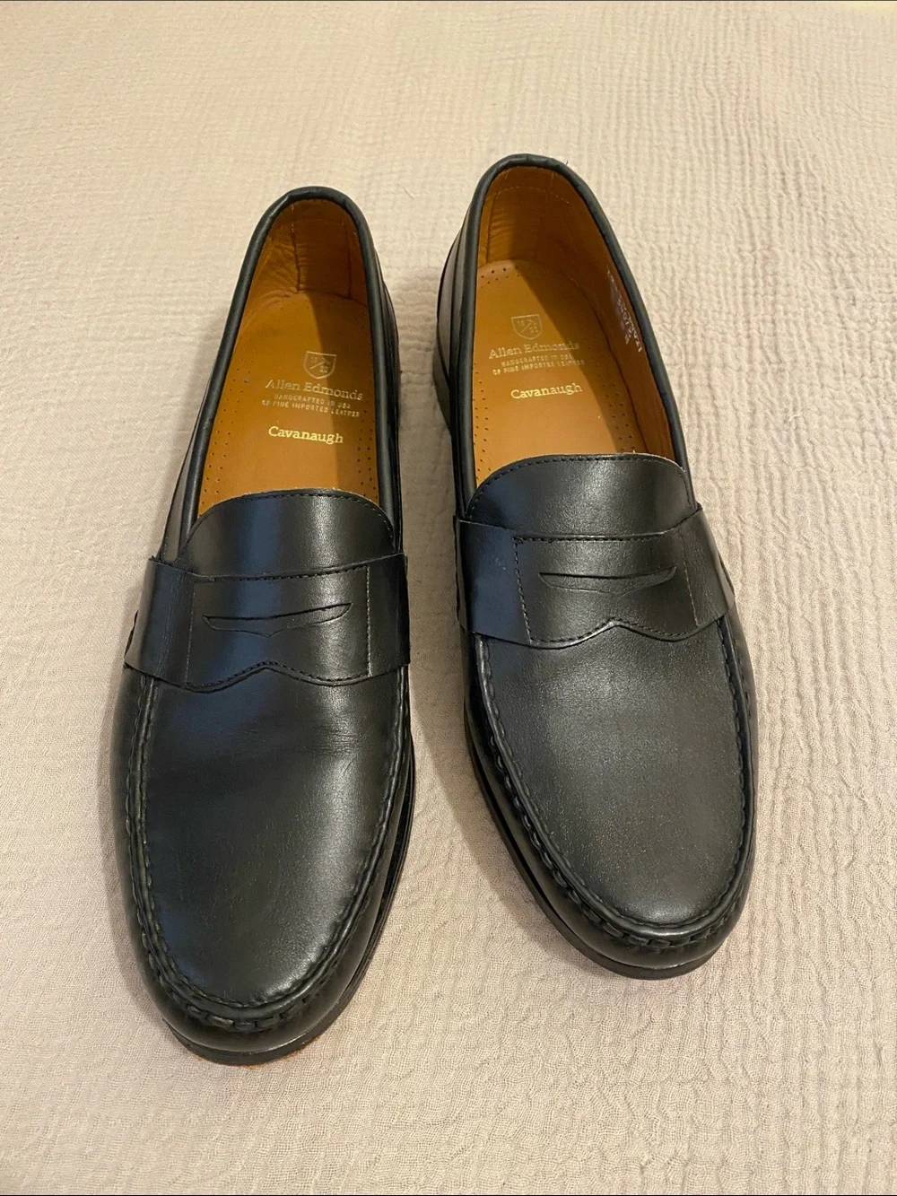 Allen Edmonds Black Leather Penny Loafers. Size 14